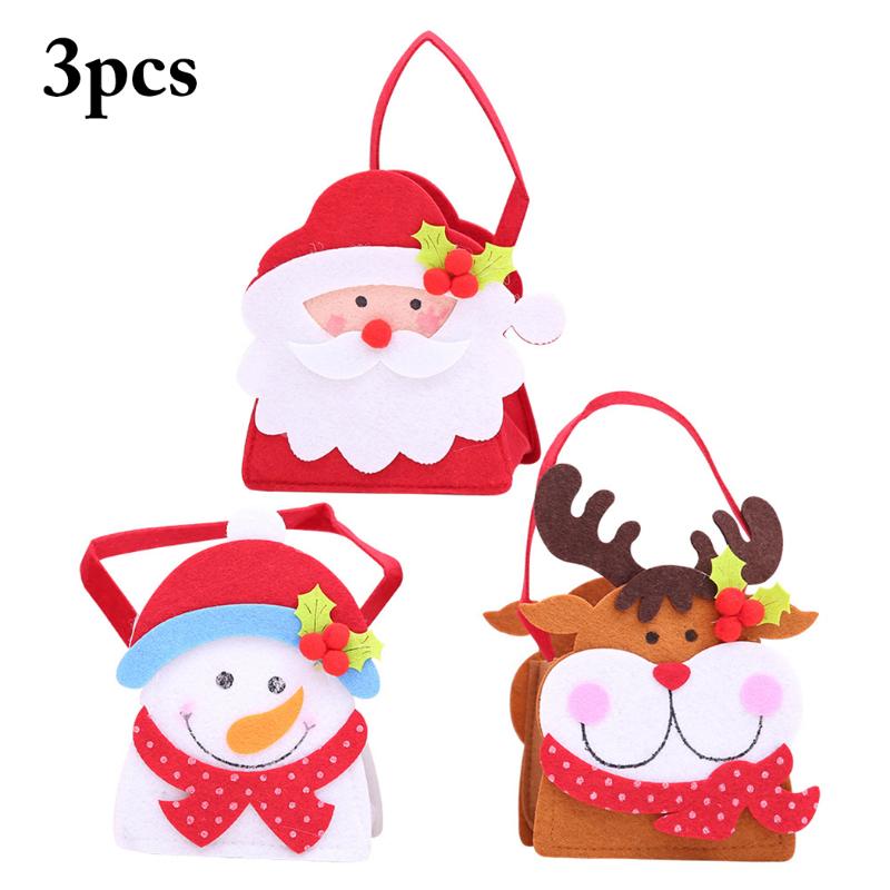 

3PCS Lovely Christmas Candy Bag Cute Cartoon Hanging Ornament Christmas Gift Bag New