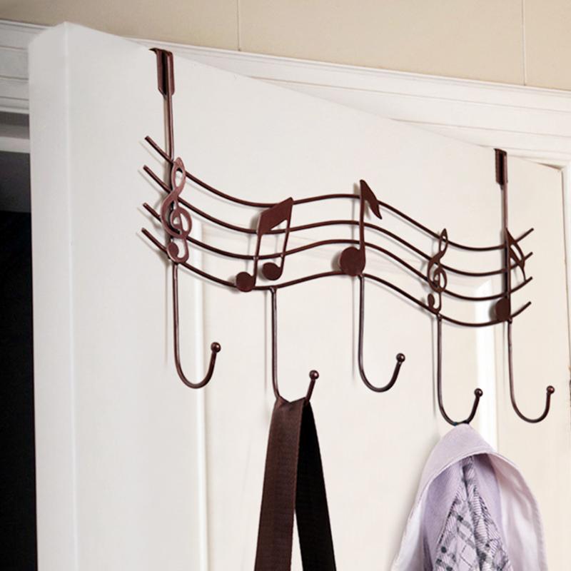 

Musical Score Door Hanger, Musical notes Metal Door Back Coat Clothes Towel Strage Hanger With 5 Hooks