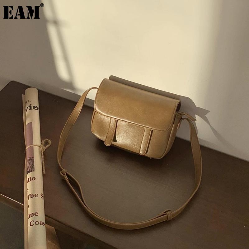

[EAM] Women New vintage mini square PU Leather Flap Personality All-match Crossbody Shoulder Bag Fashion Tide 2021 18A1628, Black