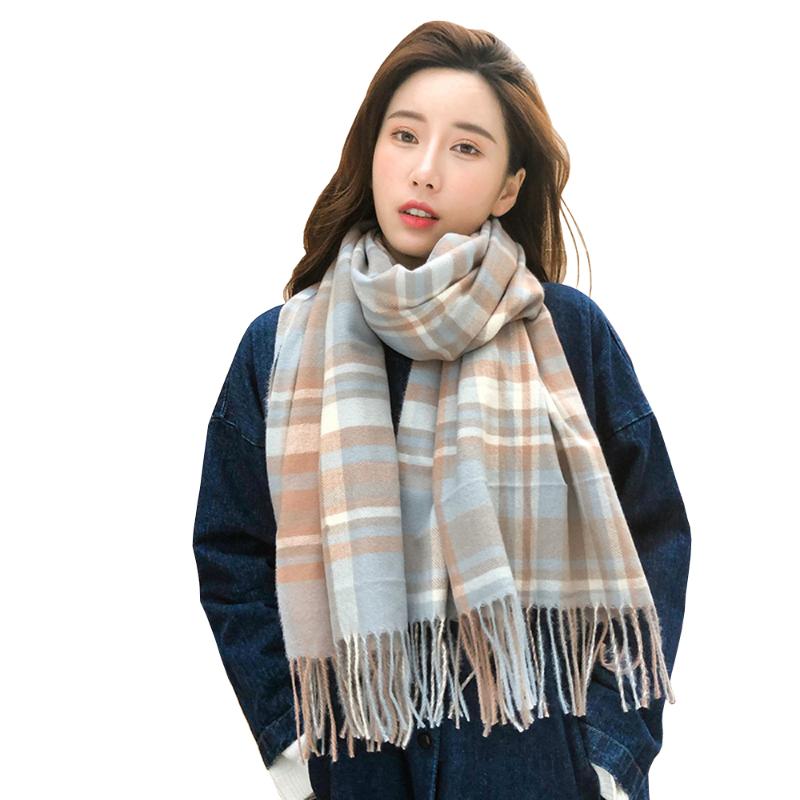 

Classic Winter Plaid Women Scarf Long Large Tassle Cashmere Shrugs Shawl and Neck Wraps Fular Encharpe Femme For Ladies