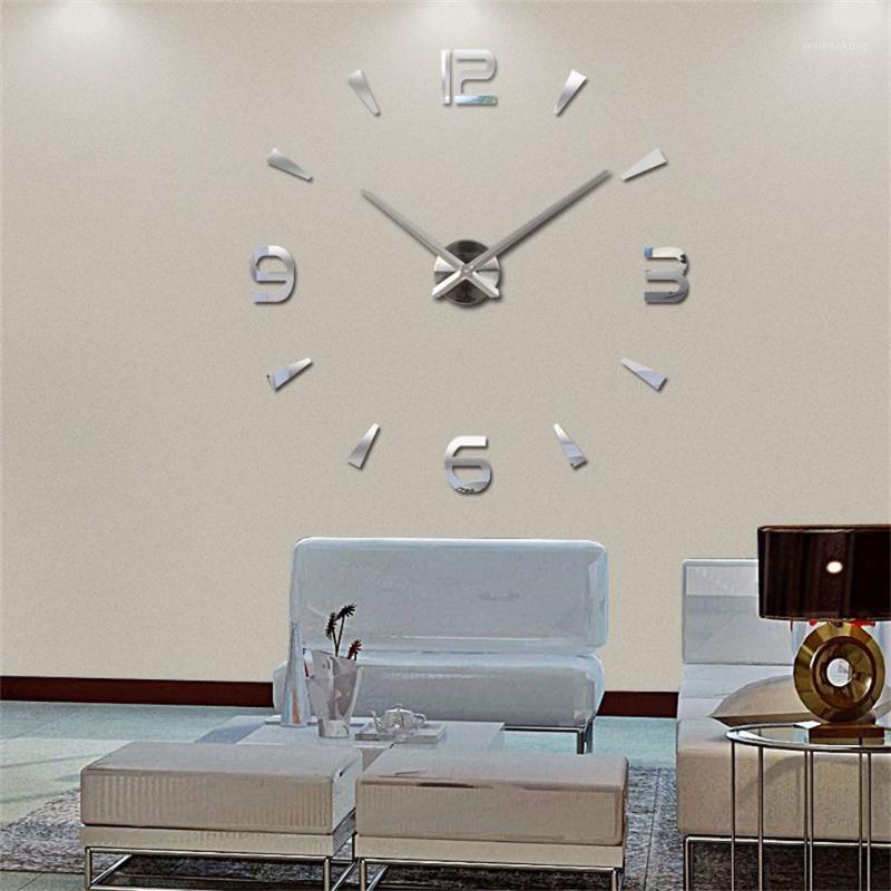 

Muhsein home decorative wall sticker large wall clock 3d digital light mirror + DIY + EVA silent quartz movement1