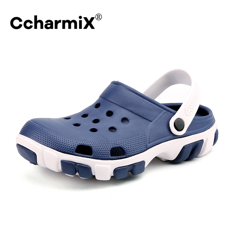 

CcharmiX Mens Clogs Summer Garden Walking Mens Sandals Hollow Breathable Beach Sandals Closed For Men Medical Sandals Y200520, Black