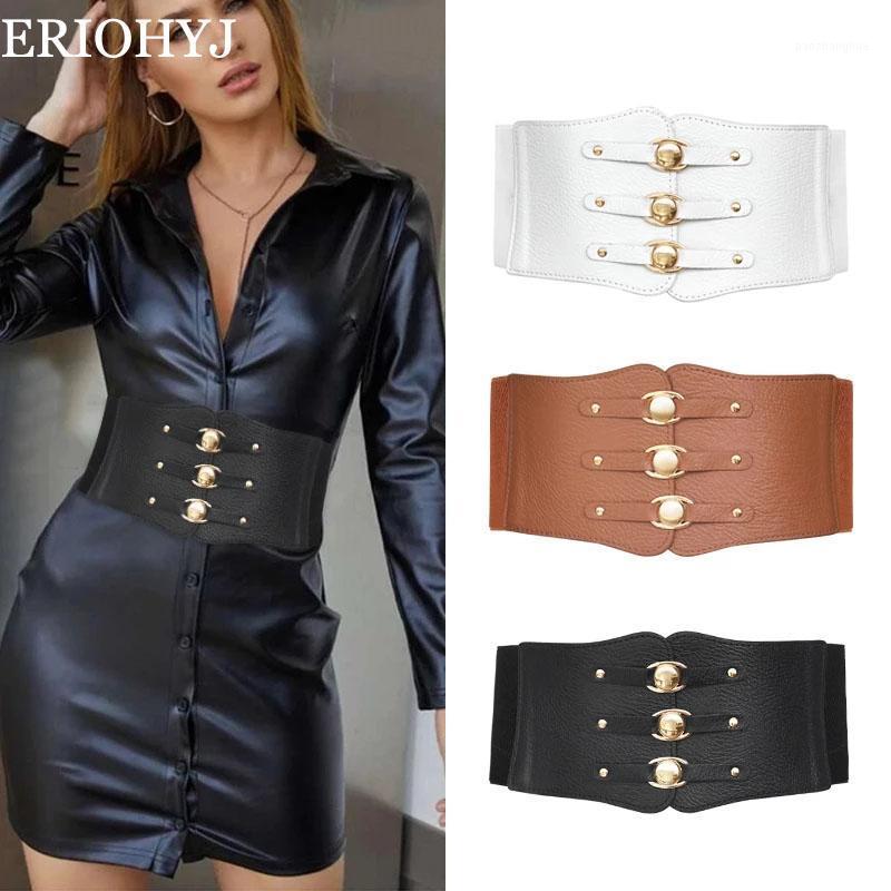 

Belts Wide Corset Belt Elastic Plus Size Cummerbunds Big For Women Waist Dress Stretch Ceinture Femme Easy Cintos, Black;brown