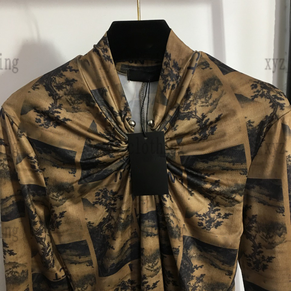 

2022 slim fit shirts women bodysuit Ring pleats t shirts new shirt high collar long sleeve brand designers womens t-shirts letter printing sexy female t-shirt size SML, White