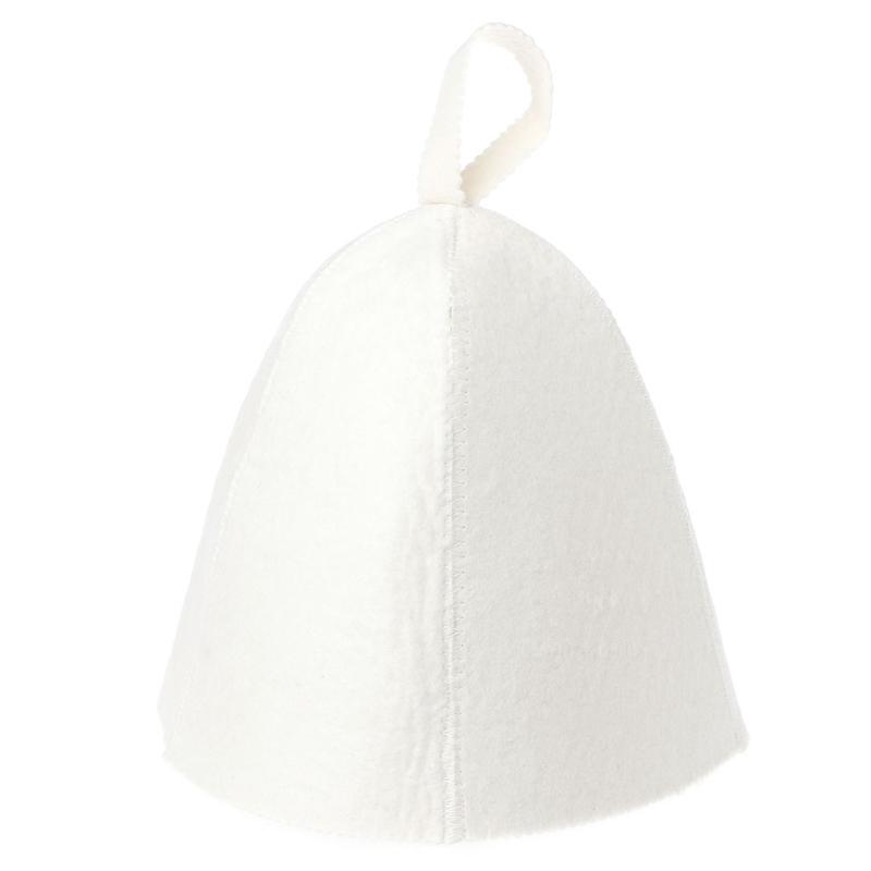 

White Wool Sauna Hat Anti Heat Cap For Bath House Head Protector Russian Style