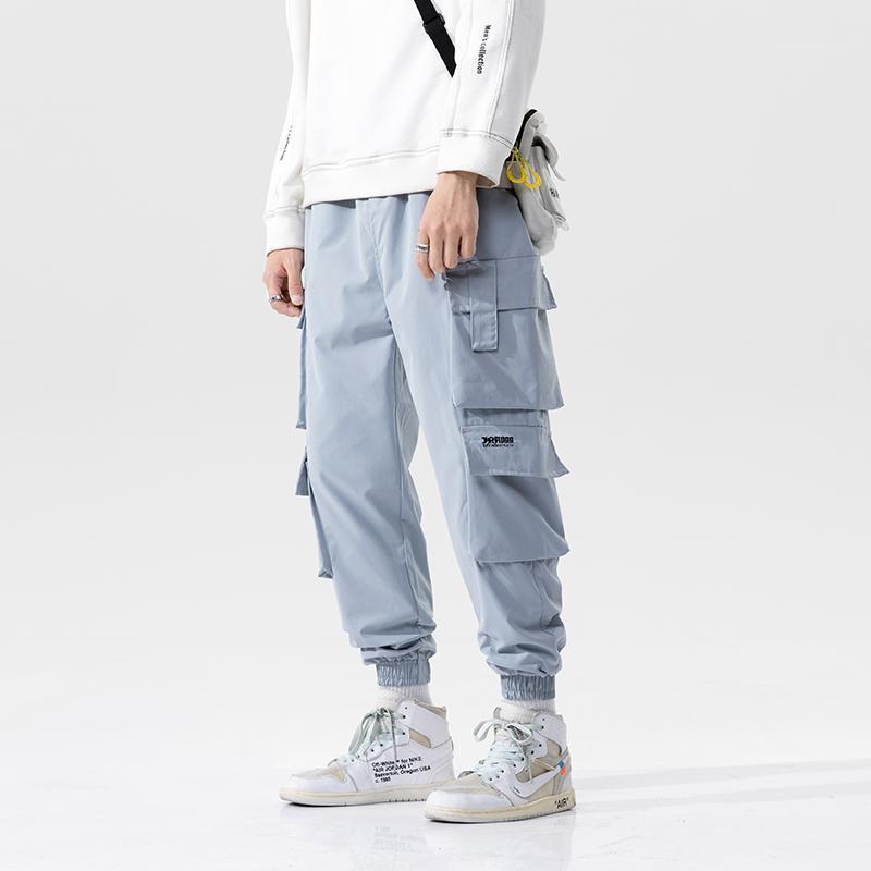 

Men Multi-pocket Streetwear Casual Sweatpants Pant Hip Hop Slim Fit Trousers Pocket Male 2020 Men Joggers Cargo Pants1, Sky blue