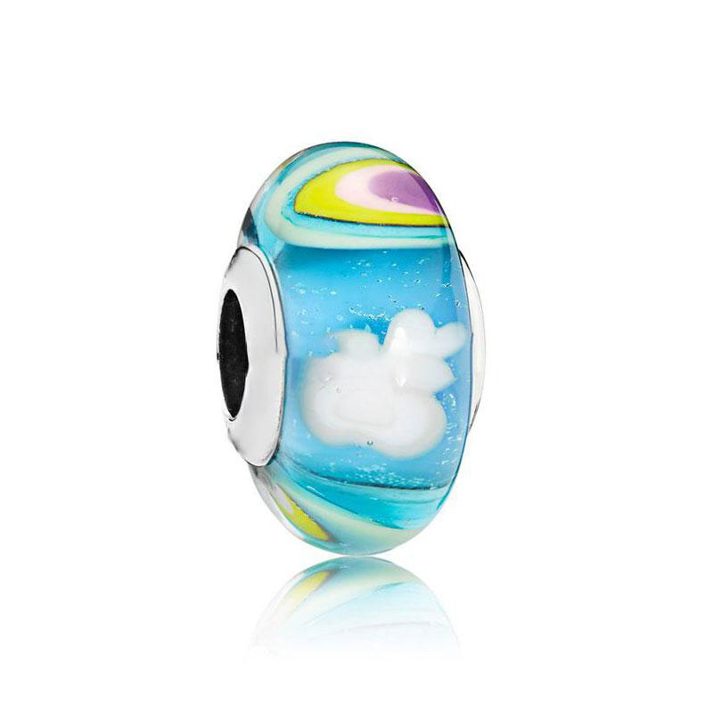 

Factory wholesale S925 Sterling Silver Glass Threaded Screw Iridescent Rainbow Murano Beads Fit Charm Jewelry Bracelets & Necklaces