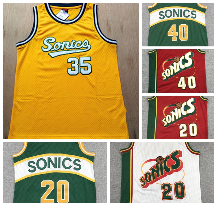 

2021 Vintage Jersey Gary 20 Payton Shawn 40 Kemp Kevin 35 Durant New Ray Allen Cheap Seattle SuperSonics Sonics Basketball Jersey