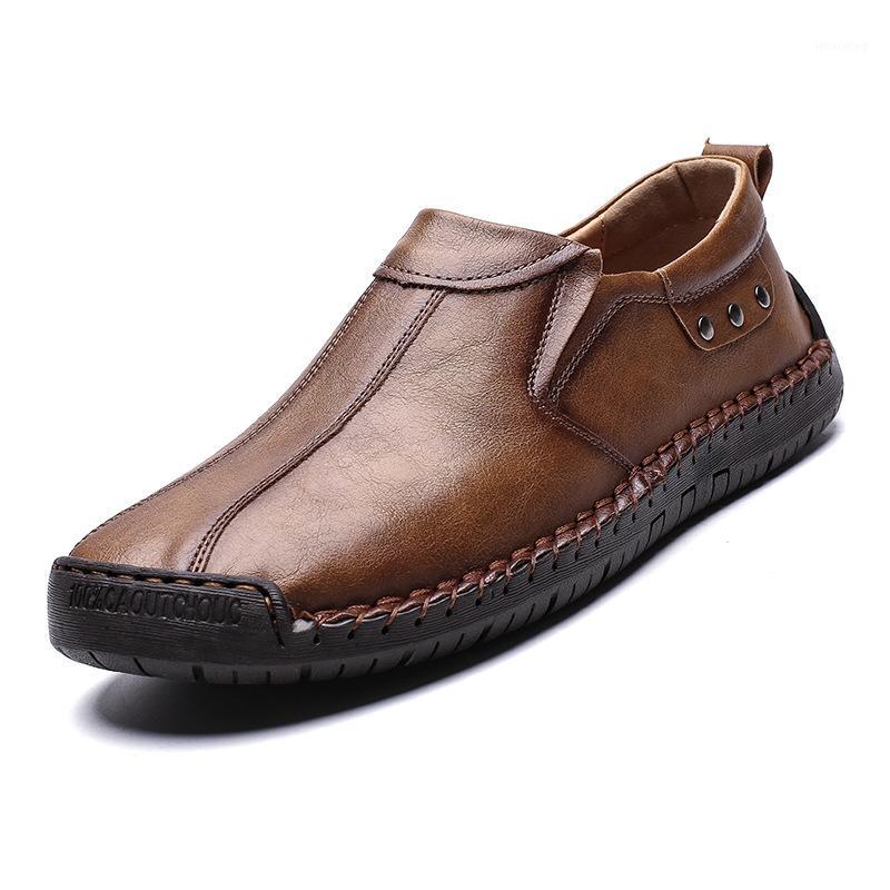 

Japanese Men's Leather Shoes Large Size Business Casual Loafers Handmade Moccasin Shoes1 Dress, Black