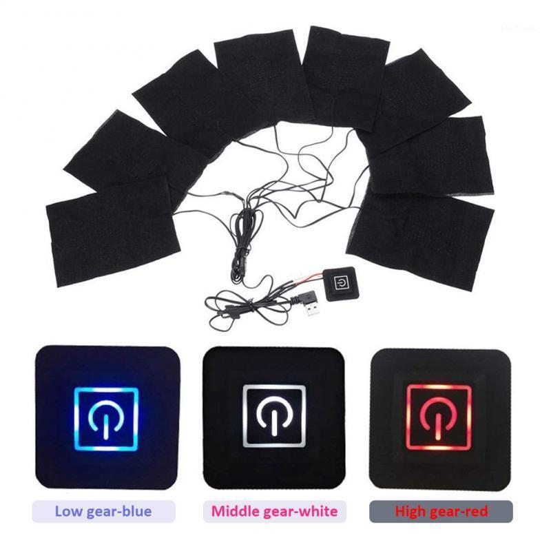 

8-in-1 USB Electric Clothes Heating Pads 3 Gear Adjustable Carbon Fiber Heated Pads Winter Warm Vest Thermostat Heating New1, Black