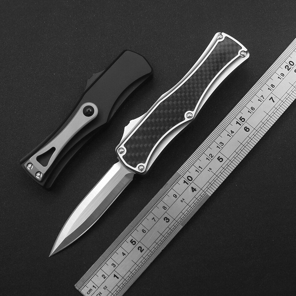 

Magic A27 A26 Outdoor Double Action Tactical Hunting Automatic Knife CNC Aviation Aluminum T6 + Carbon Fiber Handle D2 Blade Kitchen knives Free nylon screwdriver