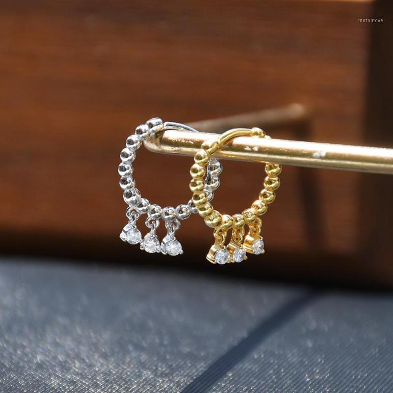 

925 Sterling Silver Earring Fashion Cute Mini Zircon Round Ear Ring Drop Earring Small Wild Trend Sweet Women Girl Ear Jewelr1