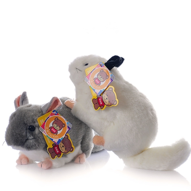 

30cm Length Mini Lifelike Chinchillidae Plush Toys Soft Realistic Chinchillas Stuffed Animal Toy For Kids 2 Color Available LJ201126, White