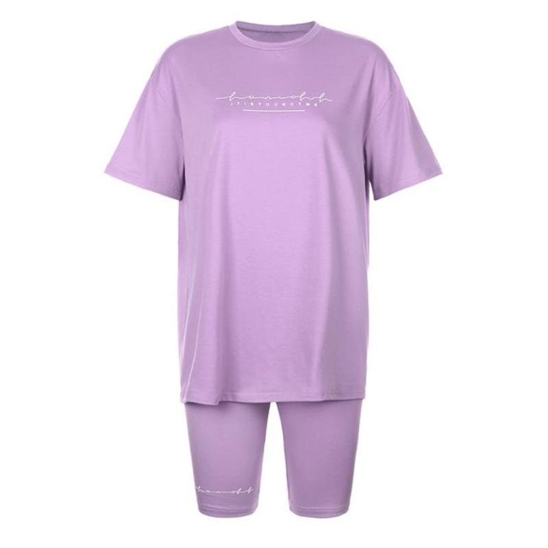 

Summer Letter Print Women Suits Oversized Short Sleeve TShirt Skinny Shorts Set Fashion Streetwear Suit Two Pieces Set Outfit, Sets