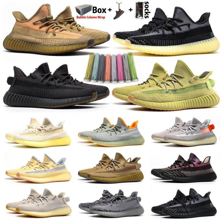 

2020 Kanye West Men Women Running Shoes Zebra Cinder Tail Light Reflective ABEZ Linen Mens Trainers sneakers with Box