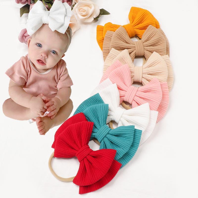 

New 2pcs/lot Resale Kids Big Bows Headband Lovely Girl Double Layer Felt Soft Teddy Roll Material Girl Elastic Hairband Headwear1, Grey color