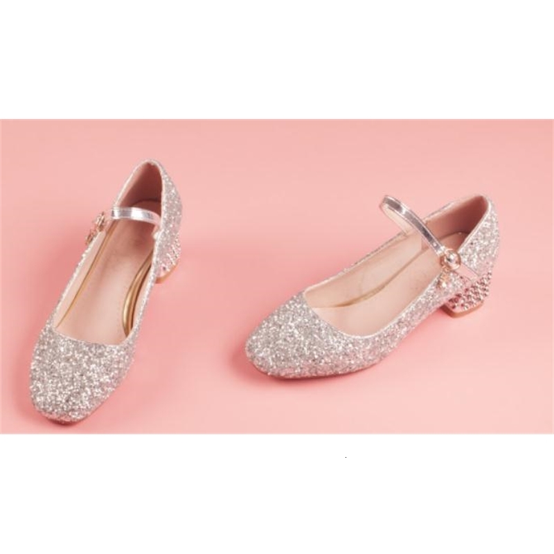 

2021 Women's Shoes in Spring and Autumn New Style Middle Coarse Heel Head Sequined Cloth@1038 4GGZ, Silver