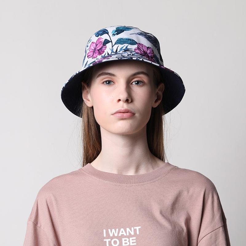 

Women Bucket Hat Fishing Outdoor Cap Lady All-matching Hats Plant Pattern Suscreen Fisherman Caps