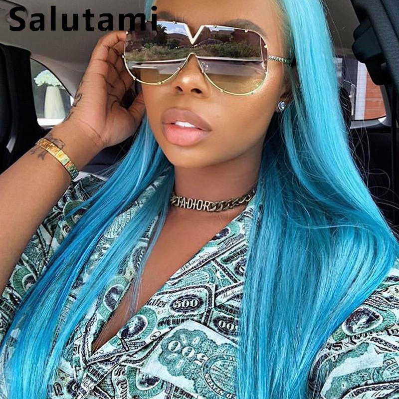 

Oversize One Piece Gradient Sunglasses For Women Vintage Big Frame Flat Lens Sun Glasses Men Shield Eyewear Oculos