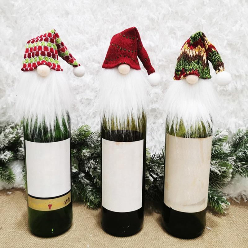 

Nordic Style Elf Pendant Christmas Faceless Doll Wine Bottle Cover Pendant Santa Claus Champagne Wine Bottle Case Gift Bag Decor1