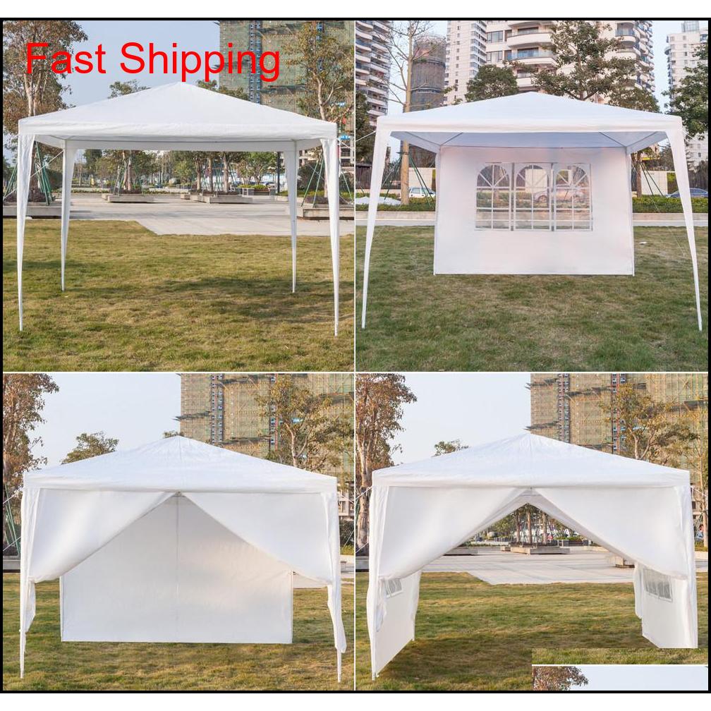 

10x10ft Party Wedding Outdoor Patio Tent Canopy Heavy Duty 3 X Four Sides Portable Waterproof Gazebo Pavilion qylgly bde_luck