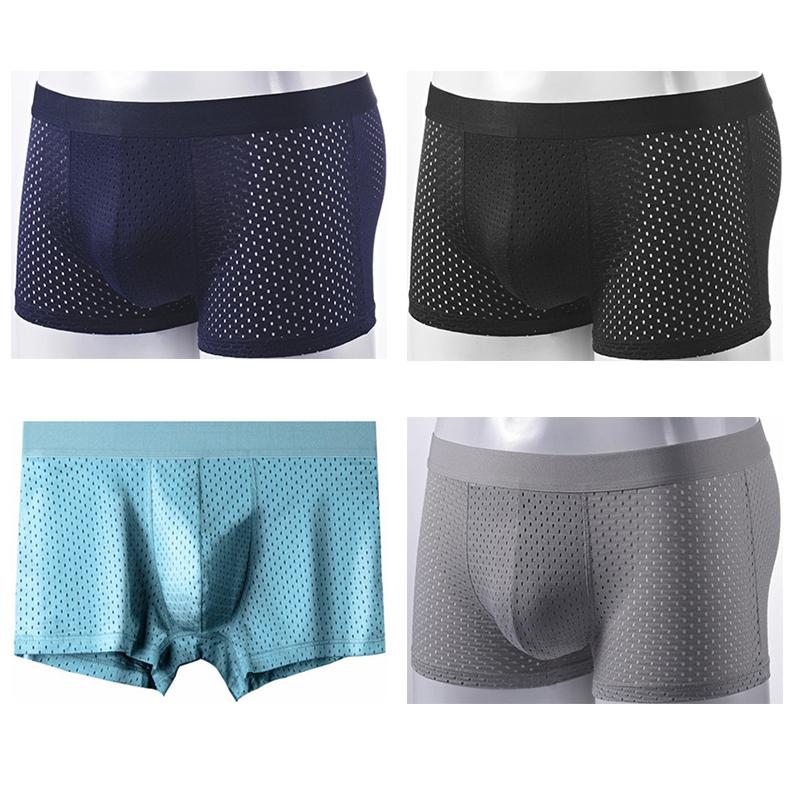 

8 Pcs/Lot Men's Underwear Mesh Breathable Antibacterial Ice Silk Comfortable Sexy Underwear, 4 colors