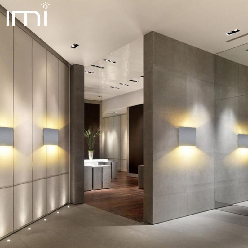 

Square Led Wall Lamp Dimmable Bedside Sconces 110V 220V Living Room Indoor Study Stairs Lighting Fixture 6W Hotel Aisle Decor