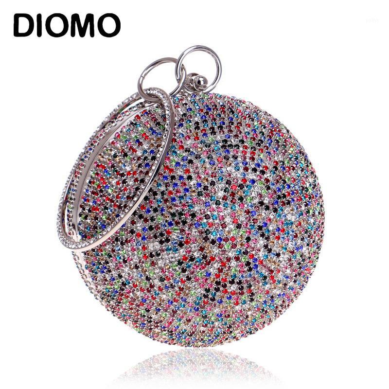 

DIOMO Women's Full Diamond Evening Bags Ladies Fashion Chain Clutch Purse Wedding Party Multicolor Spherical Banquet Bag1, Black