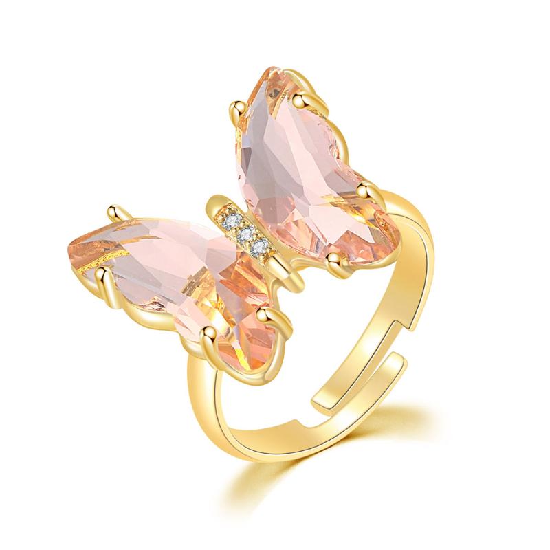

Adjustable Rings For Women Aesthetic Jewellry Butterfly Party Christmas Gift Cubic Zirconia Yellow Gold Fashion Jewelry R025
