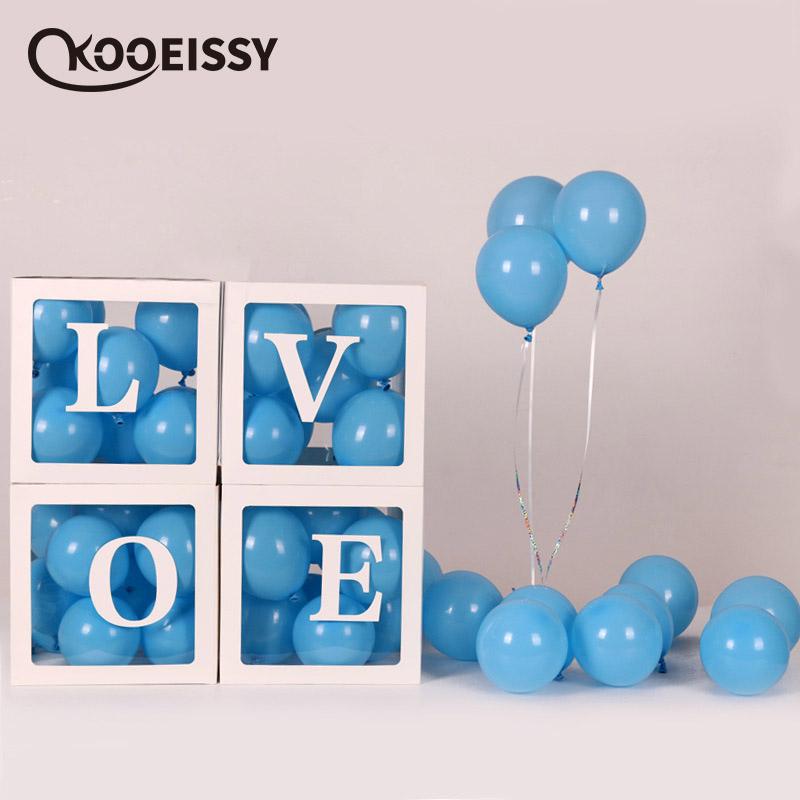 

White/Pink/Black Transparent Box LOVE Balloons Boxes for Baby Shower Birthday Party Wedding Room Decorations Layout Supplies