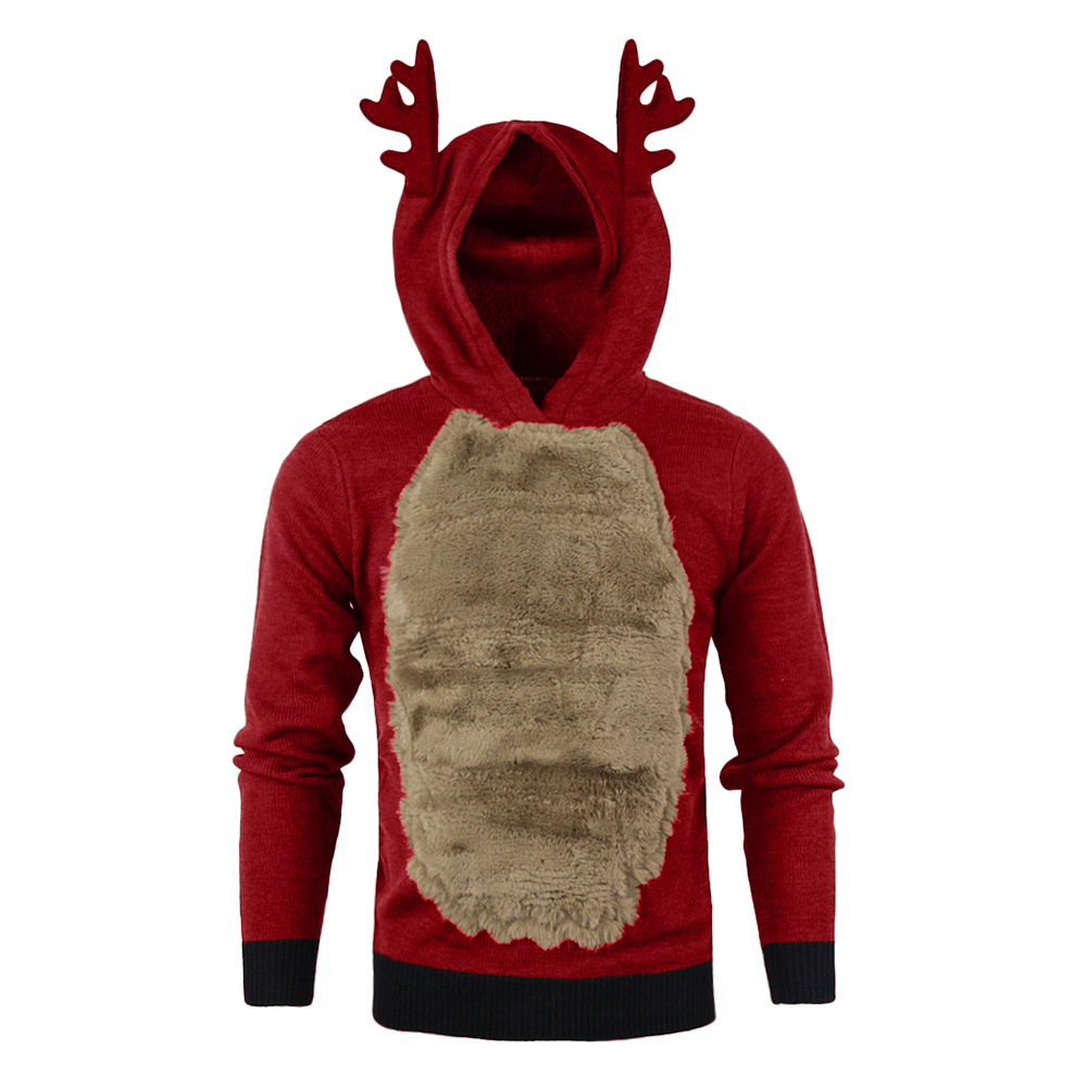 

Manna male hoodies Autumn winter couple Christmas reindeer cosplay feather with hoodie pullover horns decorated tops, Blake