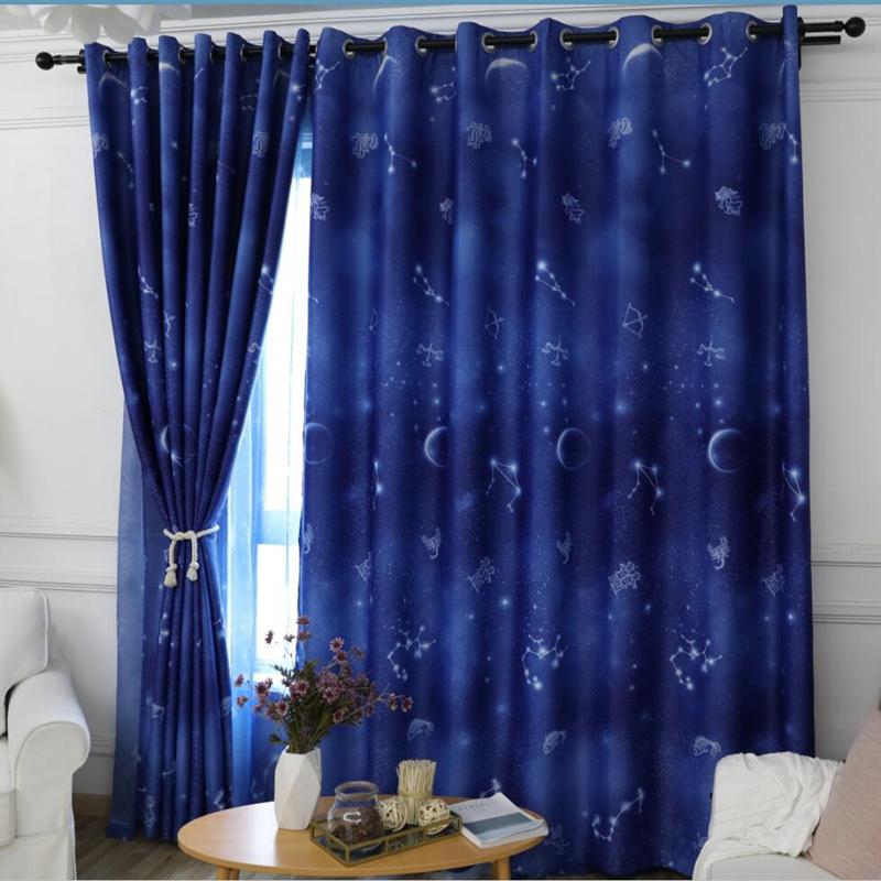 

Star Window Curtain Cloth Shading Bedroom Living Room Modern Full Shading Blackout Kids Children Curtains For Drapes, Tulle