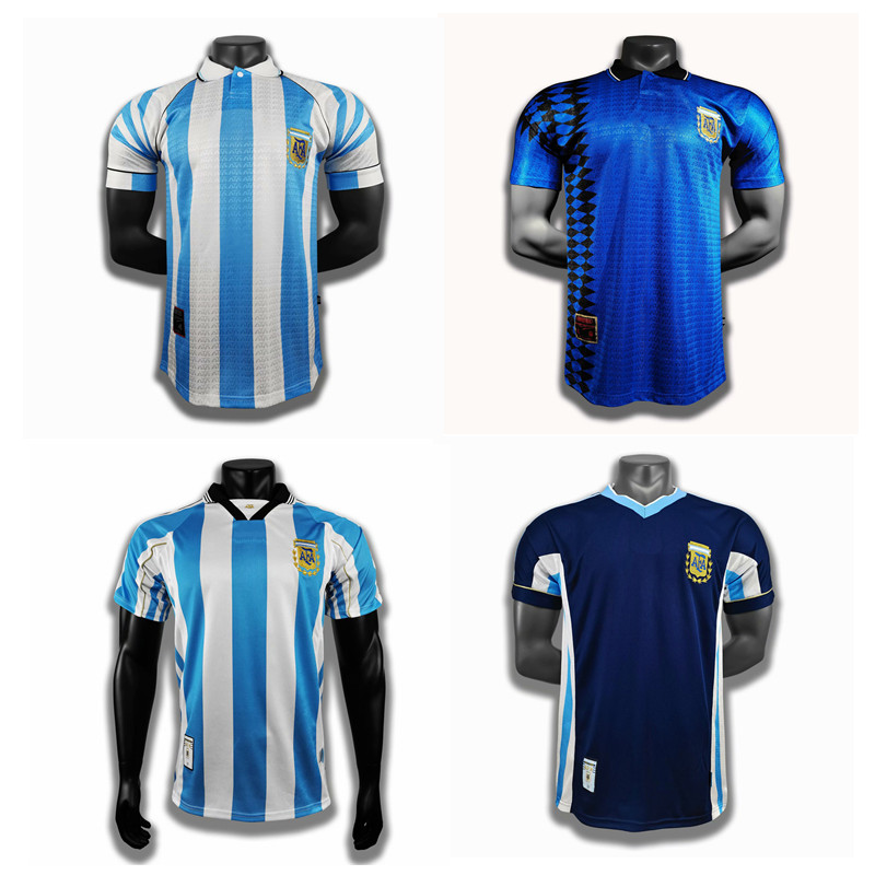 

Top 1994 Argentina Retro Jerseys VINTAGE CLASSIC RIQUELME BATISTUTA Soccer Jersey 1998 CRESPO Football Shirt MARADONA maillot de foot, Argentina1998home