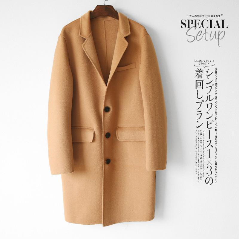 

British Style Men's Double-sided Woolen Coat Men's 2020 Autumn And Winter Double-sided Woolen Coat Mid-length, Black