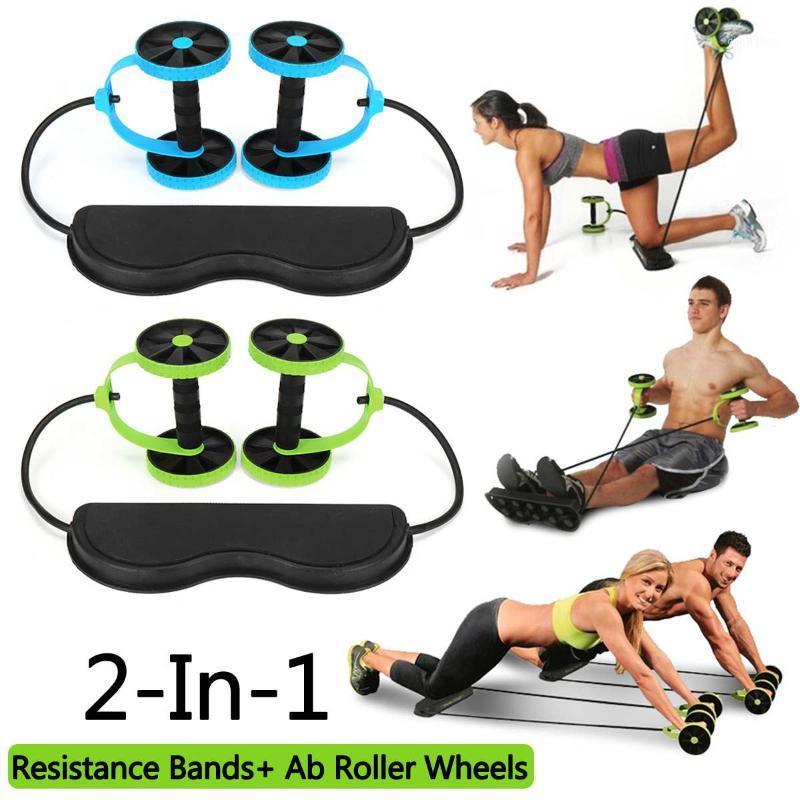 

AB Wheels Abdominal Wheels Roller Resistance Bands Elastic Pull Rope Multifunctional Home Exercise Fitness Gym Equipment1, Blue
