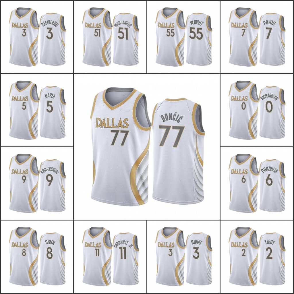 

Dallas Mavericks Men Tyrell Terry Luka Doncic Kristaps Porzingis Josh Green City Edition Gold silver 2020-21 Jersey, Black