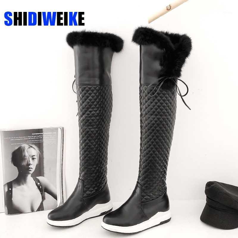 

Female Snow Boots Winter Warm Shoes Woman PU leather Over the Knee High Booties Shoes High Quality 2020 New Arrival Plush AB7481, White