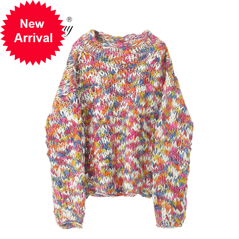 

Fashion shirts 2020 Autumn winter female pullovers color rainbow knit long casual sleeve soft knits ladies c-044, Multi