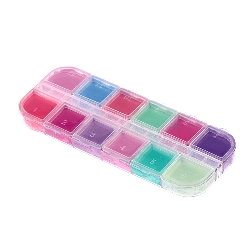 

12 Grids Nail Pulver Dipping Shimmer Dust Colorful Pigment Nail Art Designs