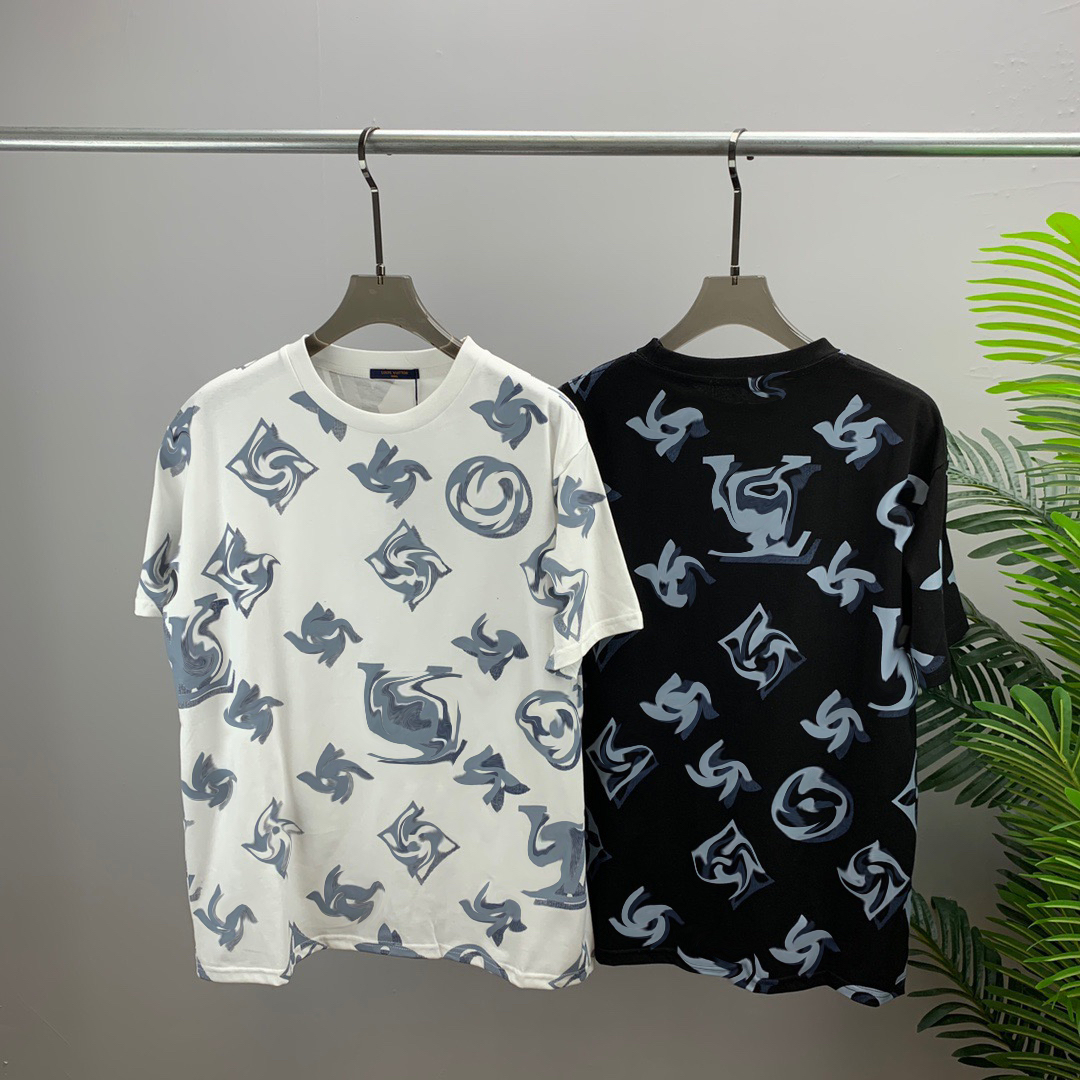 

2022ss spring and summer new shirt high grade cotton Sweatshirts printing short pants sleeve round neck panel T-Shirt Size: m-l-xl--xxxl, Black;brown