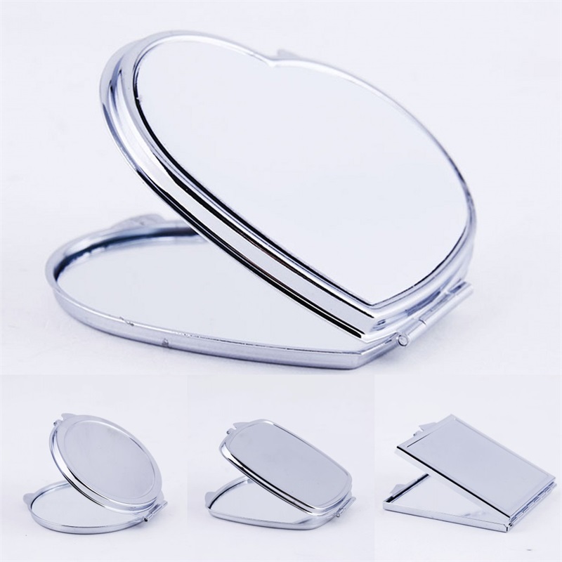 

DIY Makeup Mirrors Iron 2 Face Sublimation Blank Plated Aluminum Sheet Girl Gift Cosmetic Compact Mirror Portable Decoration 3 2x M2