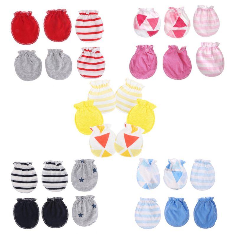

3Pairs Fashion Baby Anti Scratching Gloves Newborn Protection Face Cotton Scratch Mittens, Dark blue