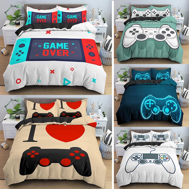 

Gamepad Duvet Cover Set For Kids Boys Girls Teens r Video Novelty Modern Controller Comforter Black White, H1207