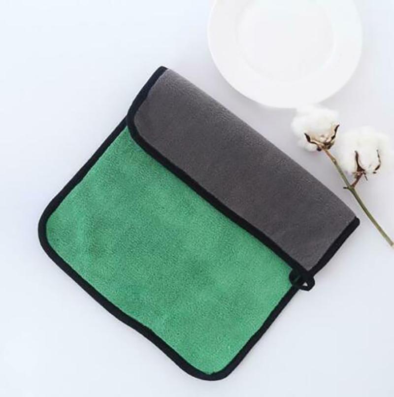 

Car Sponge Polishing Cleaning Towels Wash Cloth Super Absorbent 2PCS Drying Green+Grey Microfibre