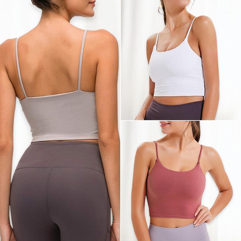 

Women Padded Sports Running Bra Breathable Fitness Gym Solid Workout Crop Tops Vest Underwear Shockproof Female Yoga Tank1, Pink