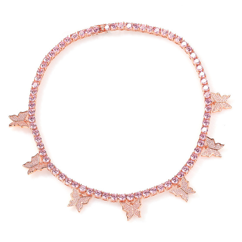 

Charms Choker Butterfly 4mm Cz Running Shoes Bling Iced Out Necklace Luxury Hip Hop Jewelry 1to8