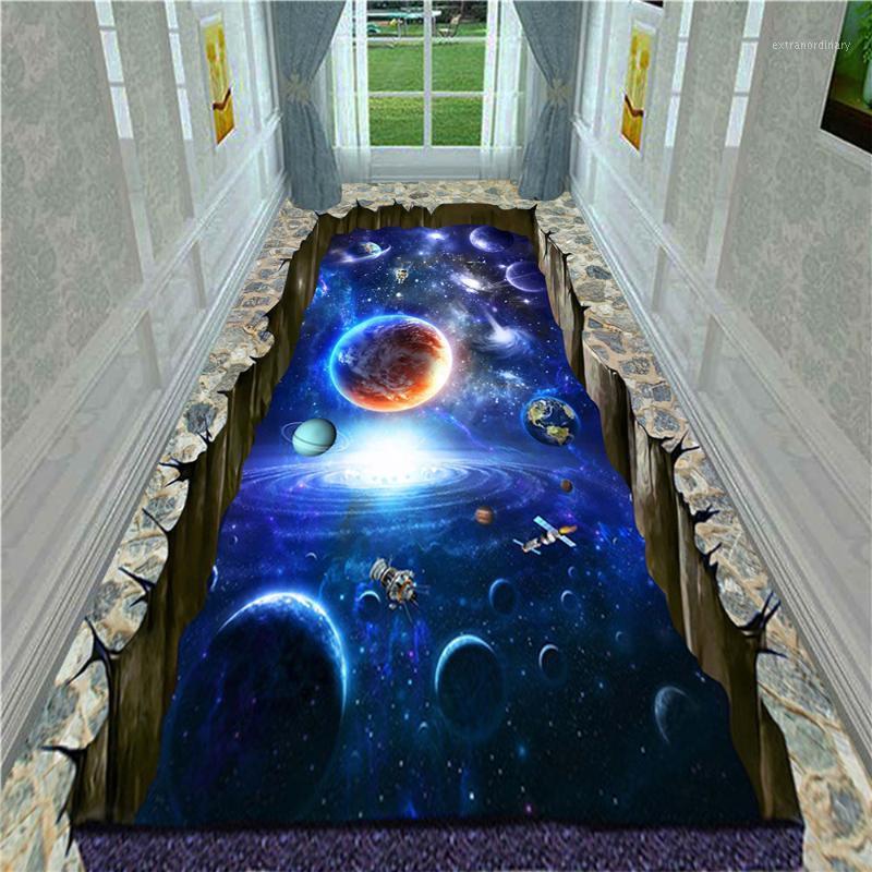 

Modern Home Decorative Rug Flannel Non Slip Soft Kitchen Bedroom Bedside Area Rugs 3D Universe Galaxy Planet Corridor Mat Carpet1, No-5