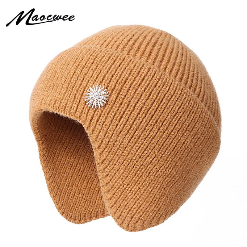 

Women Men Knitted Thick Skullies Beanies For Lady Solid Color Ear Protection Hedging Cap Decorate Warm Crochet Slouch Bonnet Hat