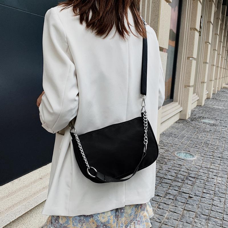 

Popular Bags Women Bags 2020 New Trendy Korean Version of Wild Ins Hong Kong Style Underarm Bag Shoulder Messenger Small Bag, Black