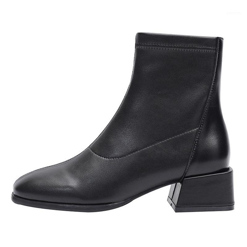 

autumn winter high quality balcl women ankle boots 2020 fashion new chic square head comfortable mid heel women casual boots1, Black